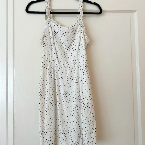 Urban Outfitters | Dresses | Urban Outfitters Wren Black And White Linen  Ruffle Polka Dot Mini Dress | Poshmark